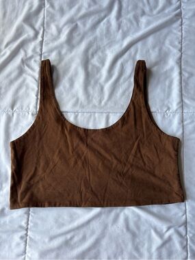 Cotton On Brown Scoop Neck Crop Tank